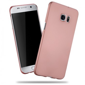 Пластиковый матовый непрозрачный чехол с улучшенной защитой корпуса для Samsung Galaxy S7 Edge Розовый