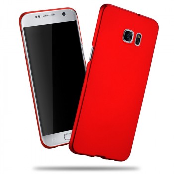 Пластиковый матовый непрозрачный чехол с улучшенной защитой корпуса для Samsung Galaxy S7 Edge Красный
