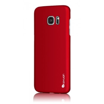 Пластиковый матовый непрозрачный чехол Металлик для Samsung Galaxy S7 Edge Красный