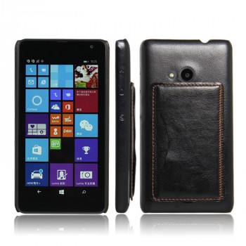 Дизайнерский чехол накладка с отделениями для карт и подставкой для Microsoft Lumia 535 Черный