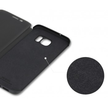 Чехол флип подставка с изогнутой транспарентной смарт-крышкой для Samsung Galaxy S7 Edge Черный