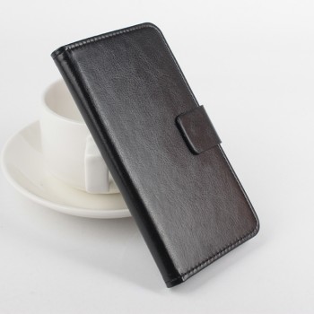 Глянцевый чехол портмоне подставка на силиконовой основе с отделением для карт для Lenovo Moto G Черный