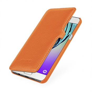 Кожаный чехол горизонтальная книжка (нат. кожа) с крепежной застежкой для Samsung Galaxy A5 (2016)