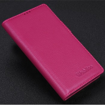 Кожаный чехол портмоне подставка (нат. кожа) для Philips i928 Пурпурный
