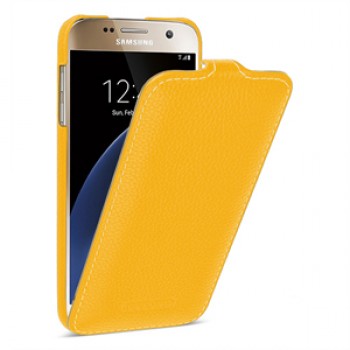 Кожаный чехол вертикальная книжка (нат. кожа) для Samsung Galaxy S7
