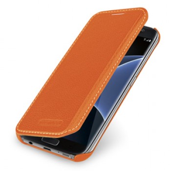 Кожаный чехол горизонтальная книжка (нат. кожа) для Samsung Galaxy S7 Edge