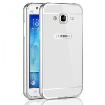 Двухкомпонентный чехол с металлическим бампером и поликарбонатной накладкой для Samsung Galaxy J3 (2016) Белый