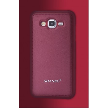Силиконовая накладка текстура Кожа для Samsung Galaxy J3 (2016) Красный