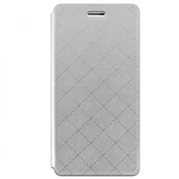 Чехол флип подставка на силиконовой основе с отделением для карт текстура Клетки для Samsung Galaxy J3 (2016) Белый