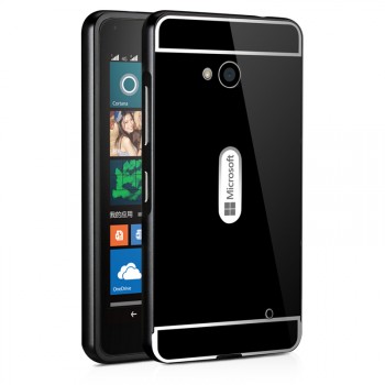 Двухкомпонентный чехол с металлическим бампером и поликарбонатной накладкой для Microsoft Lumia 640 Черный