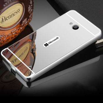 Двухкомпонентный чехол с металлическим бампером и поликарбонатной накладкой с зеркальным покрытием для Microsoft Lumia 640 Белый