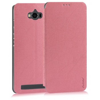 Текстурный чехол флип подставка на пластиковой основе с присоской для ASUS ZenFone Max Розовый