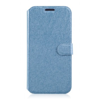 Текстурный чехол флип подставка на пластиковой основе с отделениями для карт для Samsung Galaxy Grand Prime Голубой
