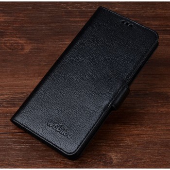 Кожаный чехол портмоне подставка (нат. кожа) с магнитной защелкой для Huawei Mate 8 Черный