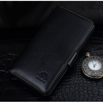 Кожаный чехол портмоне (нат. кожа) на пластиковой основе с магнитной защелкой для Huawei Mate 8 Черный