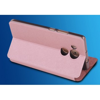 Текстурный чехол флип подставка на силиконовой основе для Huawei Mate 8 Розовый
