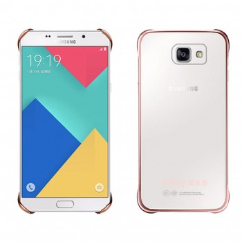Оригинальный пластиковый транспарентный чехол с цветными границами (металлизированное напыление) для Samsung Galaxy A5 (2016) Розовый
