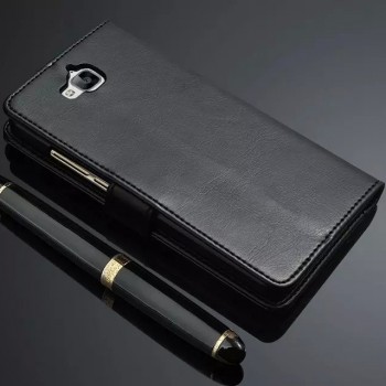 Глянцевый водоотталкивающий чехол портмоне подставка для Huawei Honor 4C Pro с магнитной защелкой и отделениями для карт Черный