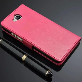 Глянцевый водоотталкивающий чехол портмоне подставка для Huawei Honor 4C Pro с магнитной защелкой и отделениями для карт Розовый