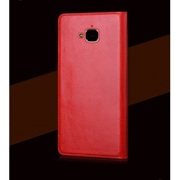 Вощеный кожаный чехол горизонтальная книжка (нат. кожа) для Huawei Honor 4C Pro Красный