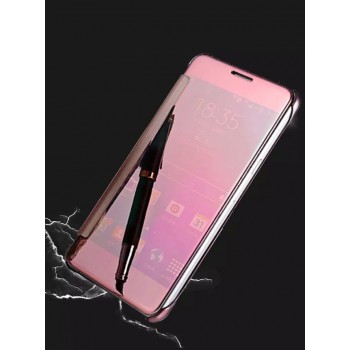 Двухмодульный чехол флип полупрозрачной акриловой крышкой с зеркальным покрытием для Samsung Galaxy A7 (2016) Розовый