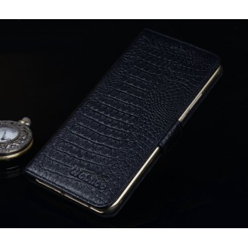 Кожаный чехол портмоне (нат. кожа крокодила) для Huawei Honor 4C Pro Черный