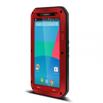 Антиударный пылевлагозащищенный премиум чехол металл/силикон/поликарбонат для Google Nexus 6 Красный