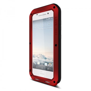 Антиударный пылевлагозащищенный премиум чехол металл/силикон/поликарбонат для HTC One A9 Красный