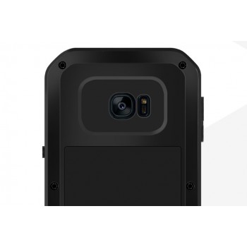 Антиударный пылевлагозащищенный премиум чехол металл/поликарбонат/силикон для Samsung Galaxy S7 Edge Черный