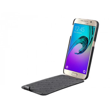 Кожаный чехол вертикальная книжка с крепежной застежкой для Samsung Galaxy S7 Черный