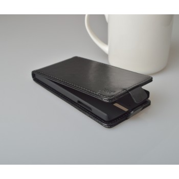 Глянцевый чехол вертикальная книжка на пластиковой основе с магнитной застежкой для OnePlus One Черный