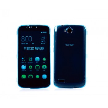 Двухмодульный силиконовый чехол горизонтальная книжка с транспарентной акриловой смарт крышкой для Huawei Honor 3C Lite Синий