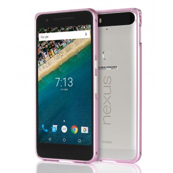 Металлический бампер для Google Huawei Nexus 6P Розовый