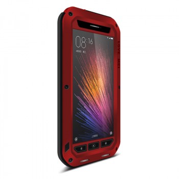 Эксклюзивный антиударный пылевлагозащищенный чехол металл/силикон/поликарбонат/закаленное стекло для Xiaomi MI5 Красный