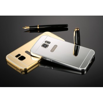 Двухкомпонентный чехол с металлическим бампером и поликарбонатной накладкой с зеркальным покрытием для Samsung Galaxy S7 Белый