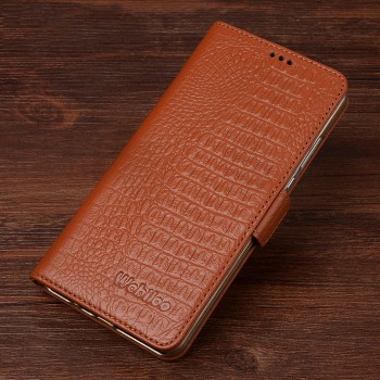 Кожаный чехол портмоне (нат. кожа крокодила) для Xiaomi MI5 Бежевый