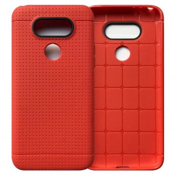 Силиконовый матовый непрозрачный чехол с точечной структурой для LG G5 Красный