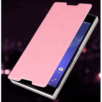 Текстурный чехол-флип на присоске для Sony Xperia C3 Розовый