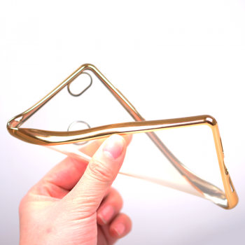 Силиконовый матовый полупрозрачный чехол с металлическим напылением для Xiaomi Mi4S Бежевый