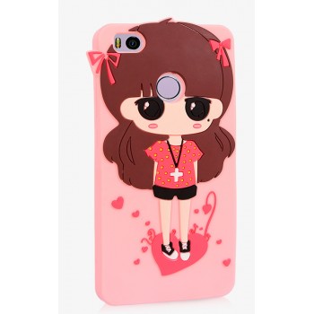 Силиконовый дизайнерский фигурный чехол для Xiaomi Mi4S Розовый