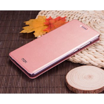 Чехол флип подставка на силиконовой основе текстура Металлик для Xiaomi Mi4S Розовый