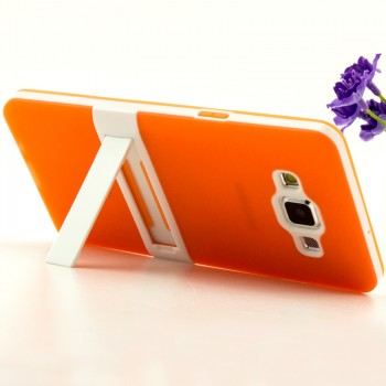 Двухкомпонентный силиконовый чехол с пластиковым каркасом-подставкой для Samsung Galaxy A5 Оранжевый