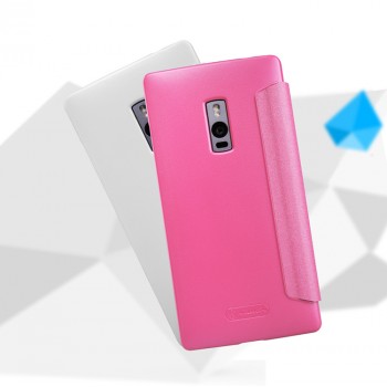 Чехол флип на пластиковой матовой нескользящей основе для OnePlus 2 Розовый