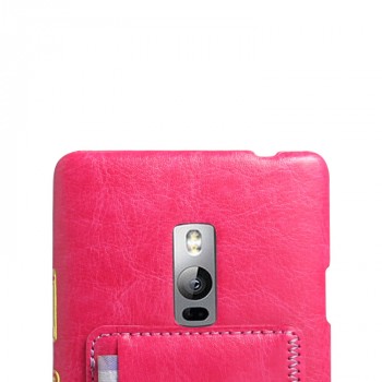 Дизайнерский чехол накладка с отделениями для карт и подставкой для OnePlus 2 Розовый