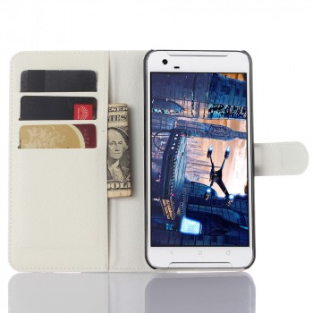 Чехол портмоне подставка для HTC One X9 с магнитной защелкой и отделениями для карт Белый