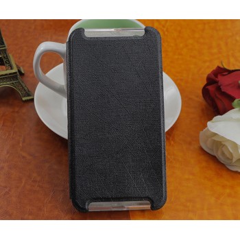 Чехол флип подставка на силиконовой основе текстура Линии для HTC One X9 Черный