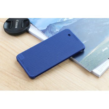 Чехол смарт флип текстура Точки с функциями оповещения для HTC One X9 Синий