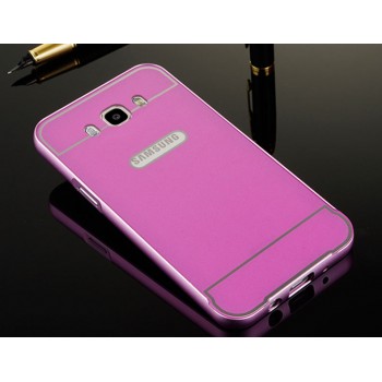 Двухкомпонентный чехол с металлическим бампером и поликарбонатной накладкой для Samsung Galaxy J7 (2016) Розовый