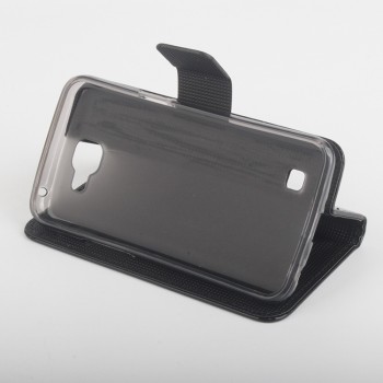 Глянцевый чехол портмоне подставка на силиконовой основе с защелкой для LG K4 Черный