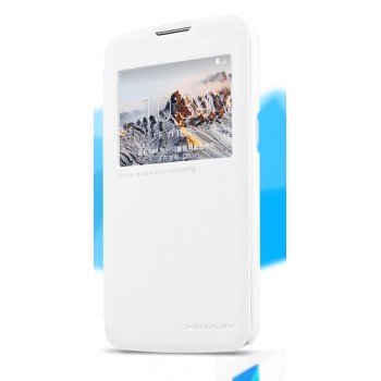 Чехол флип на пластиковой матовой нескользящей основе с окном вызова для LG K4 Белый